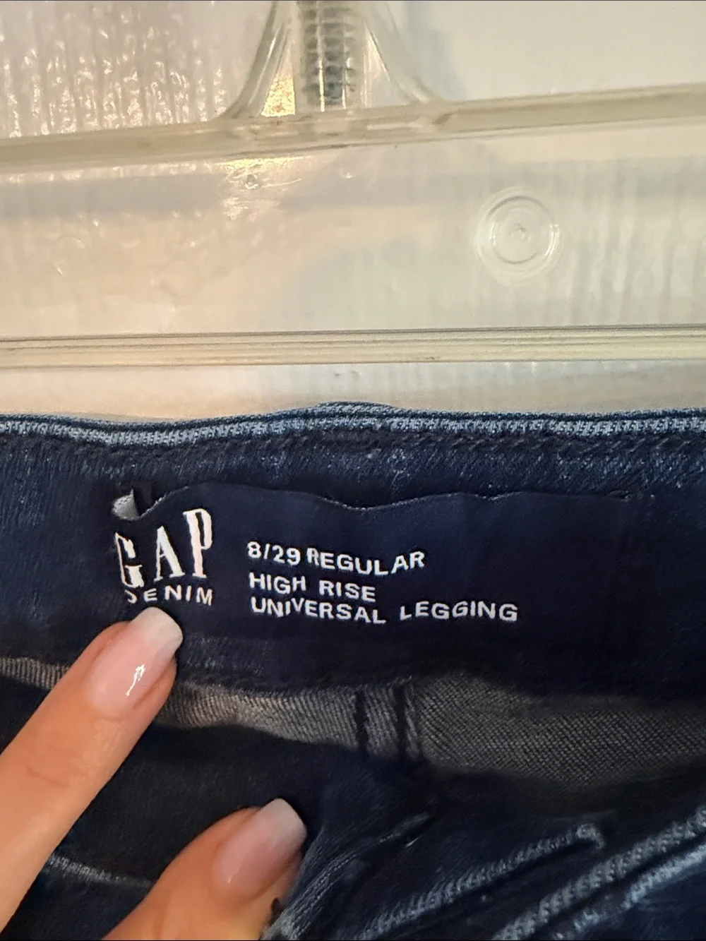GAP Dark Navy High-Rise Jeans with Silver Button Details